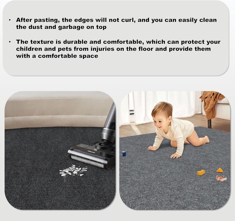Alow 25pcs Carpet Tiles Peel and Stick,12" x 12" Carpet Squares Self Adhesive, Cover 25Sp.ft Easy to use for Bedroom,Kitchen and More (All Black) - Image 3